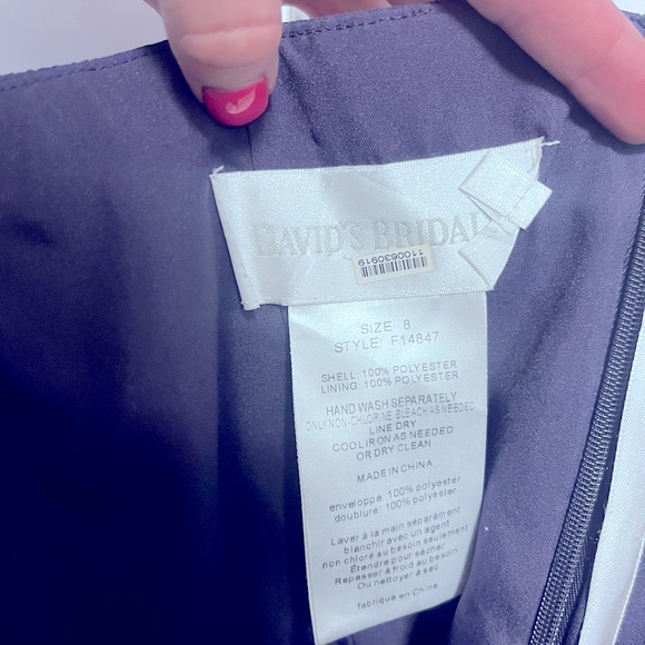 David's Bridal #F14847 Plum Short Crinkle Chiffon dress (size 8) - Picture 4 of 4